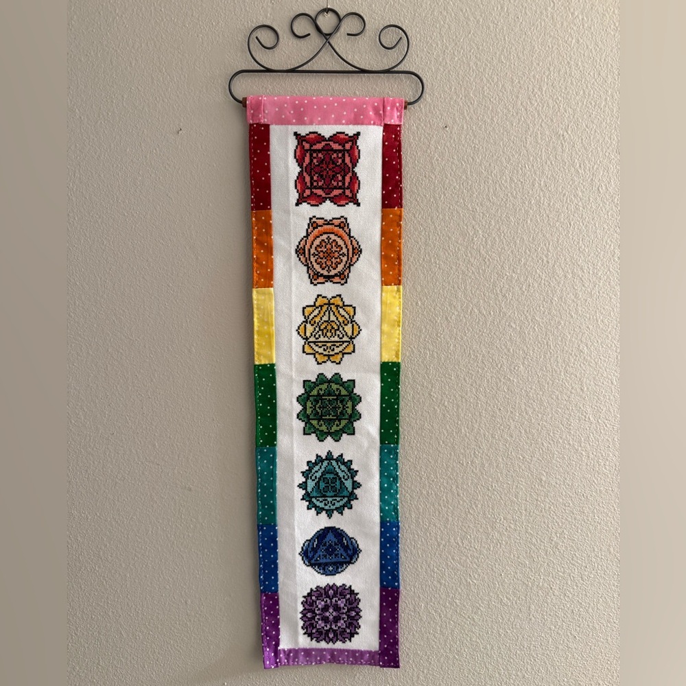 Colorful Hand-Stitched Chakra Wall Hanging Decor